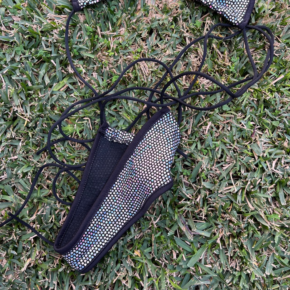 Xl Sequin Black String Bikini - image 3